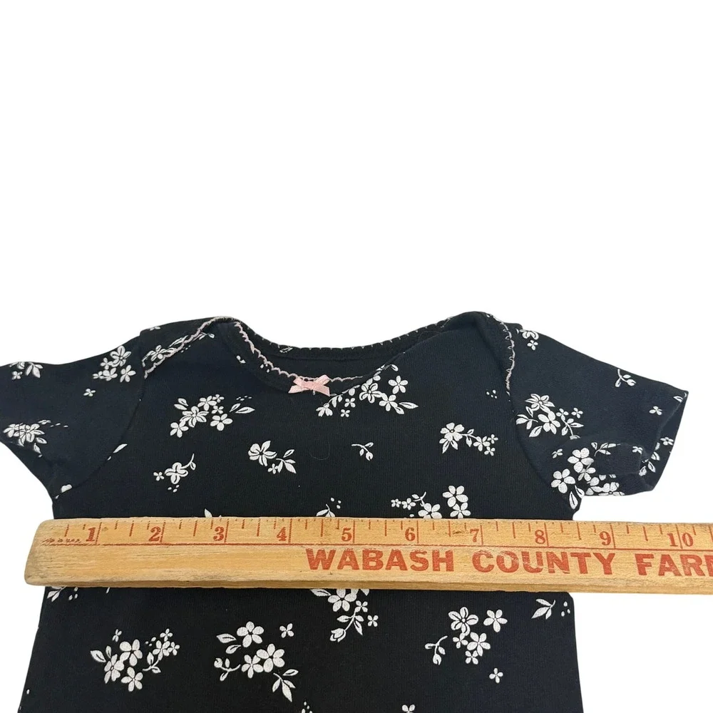 Carters Baby Girl 12M Blue Ladybug Peplum Top and Black Floral Bodysuit Lot 2pc